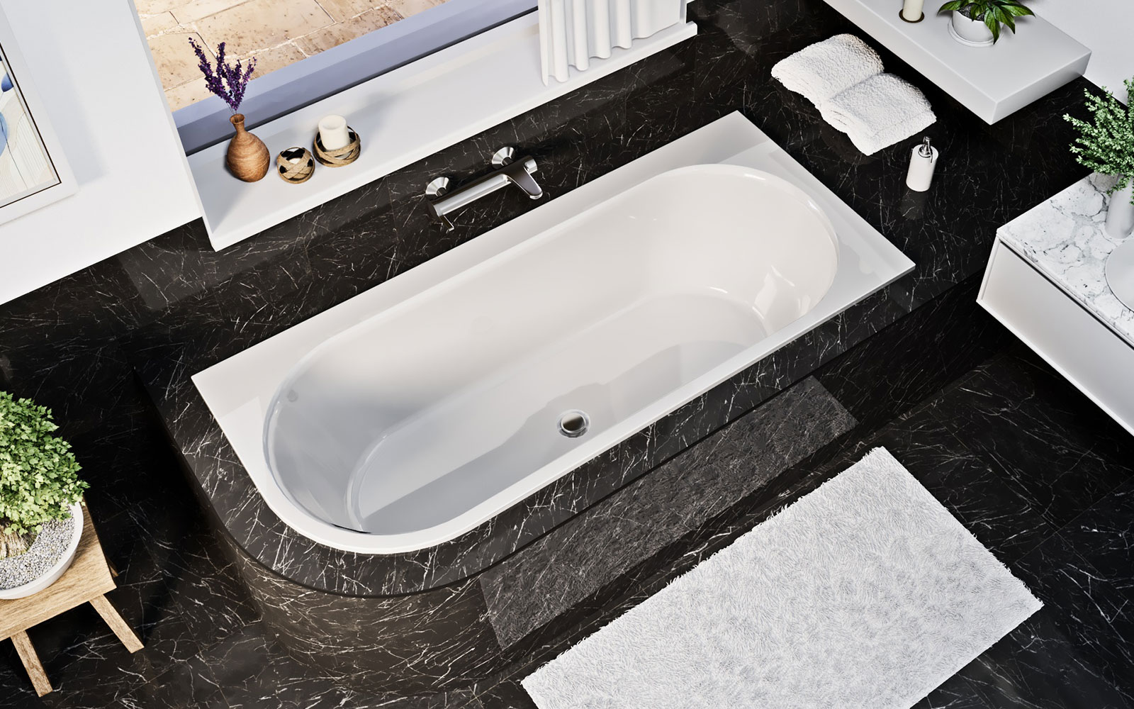 Niwell Aura Slim Aszimmetrikus kád 170x75 cm